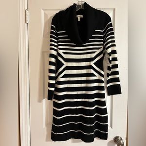 NWT Black and White striped sweater turtleneck dress by Dressbarn